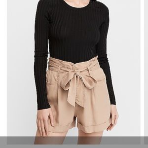 NWT tan express paper bag shorts